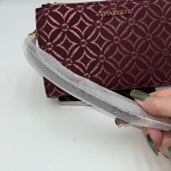 Michael Kors Jet Set Travel Large Double-Zip Wristlet Wallet Phone Holder - Picture 2 of 8